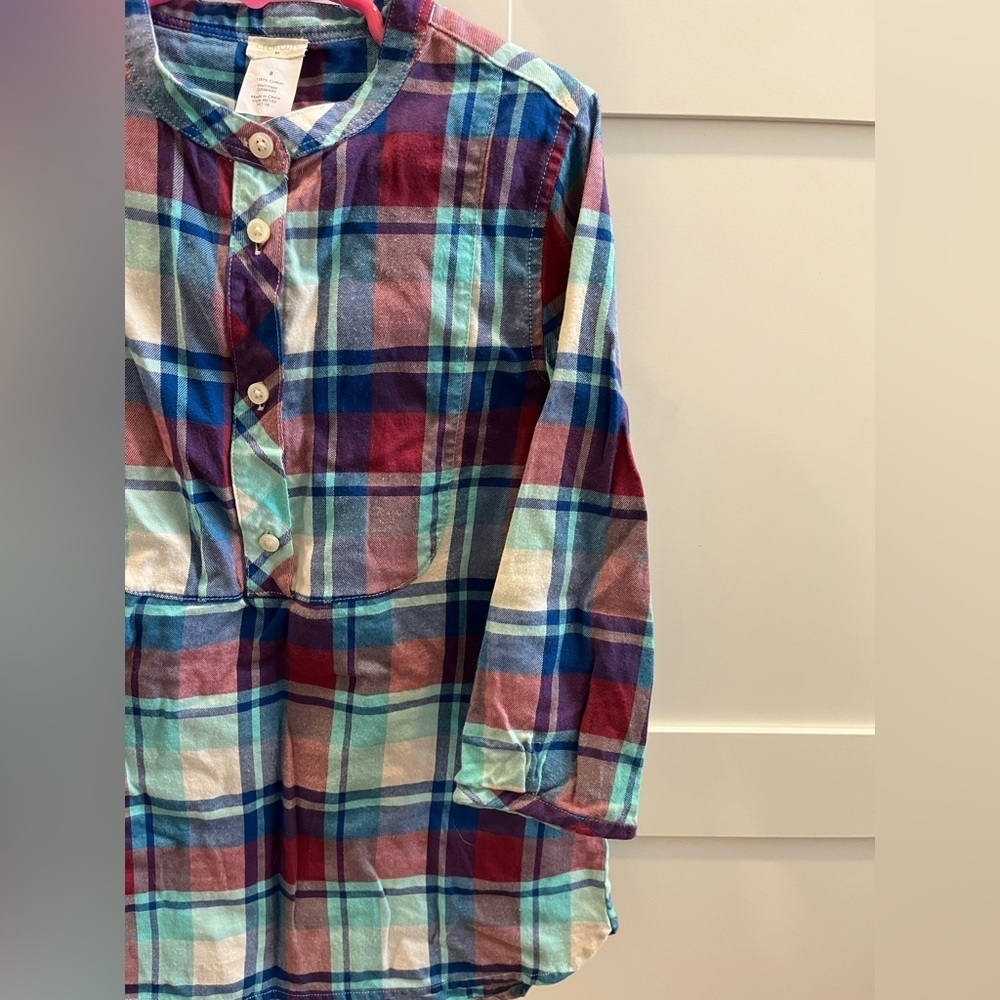 J. Crew crewcuts plaid flannel tunic shirt size 8 - Picture 6 of 7